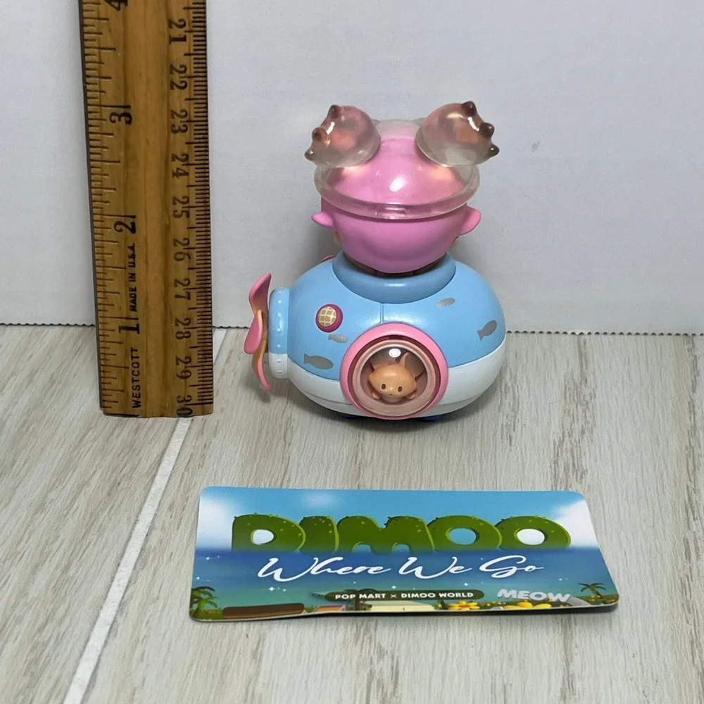 Pop Mart Dimoo Where We Go Series Sightseeing Submarine Cat Hat Pink Blue Wheels
